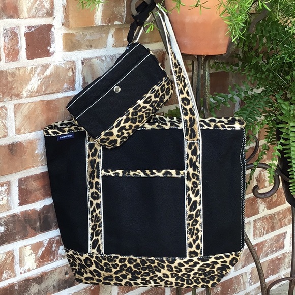 lands end leopard tote